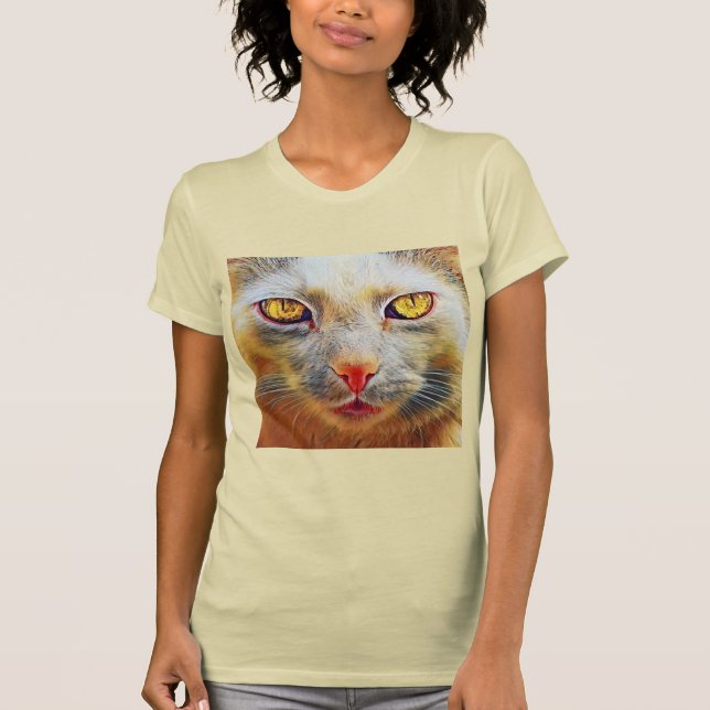 T-shirt à l'oeil doré de chat mignon (Devant)
