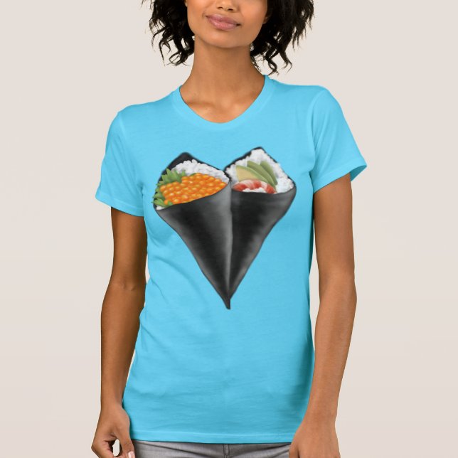 T-shirt à main en Sushi illustré (Devant)