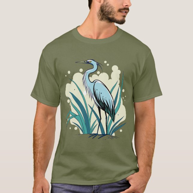T-shirt A Majestic Blue Heron Stands Tall In A Vibrant Nat (Devant)