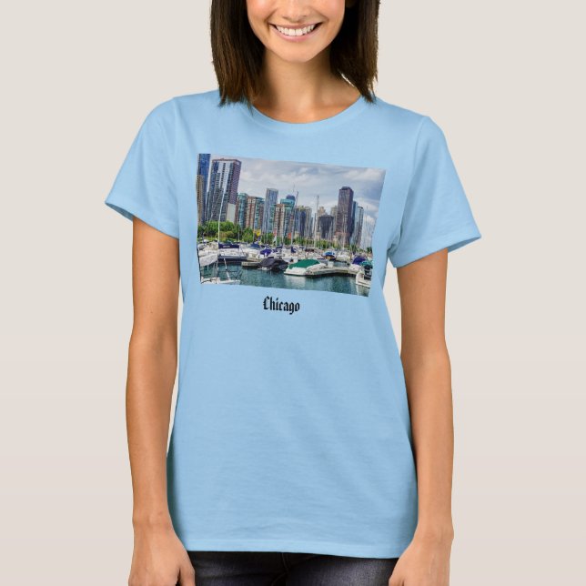 T-shirt à manches 3/4 du port de Chicago (Devant)