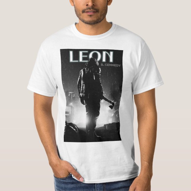 T-Shirt à manches courtes blanches design Leons' K (Devant)