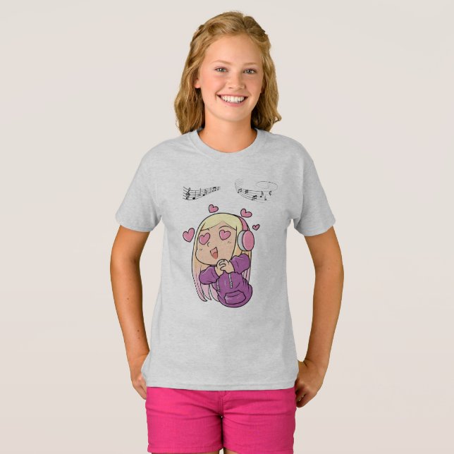 T-shirt à manches courtes pour les filles avec Kaw (Devant entier)