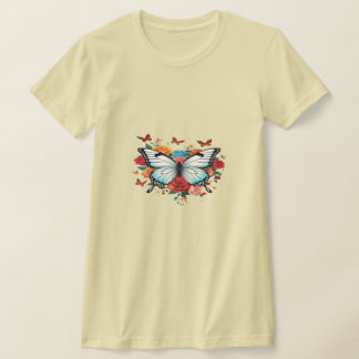 T-shirt à manches courtes pour papillon féminin