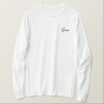 T-shirt À Manches Lomgues Brodée Groom Shirt<br><div class="desc">Groom manches longues La chemise est affichée en blanc avec du texte brodé noir. Customisez cette chemise ou achetez telle quelle.</div>