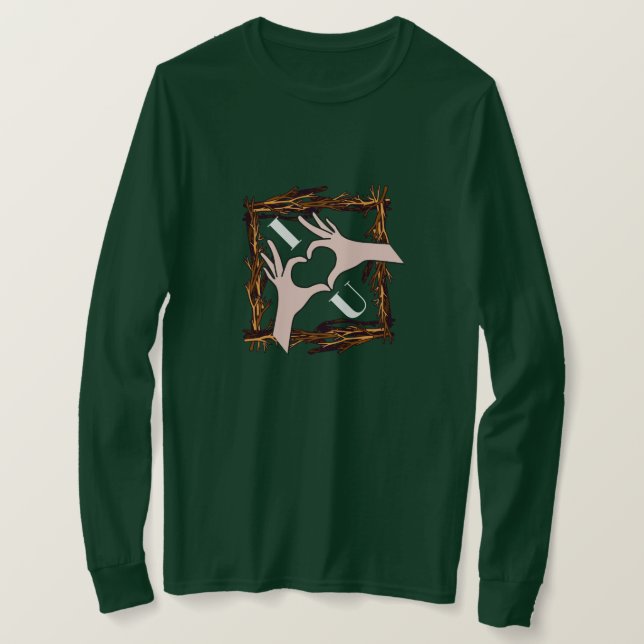 T-Shirt à manches longues avec signe de main "Je t (Design devant)