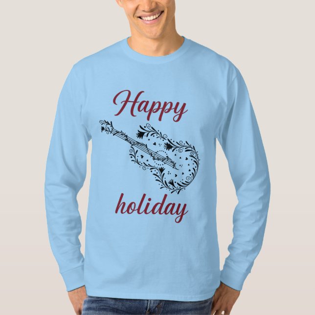 T-Shirt à manches longues avec texte de voeux de f (Devant)