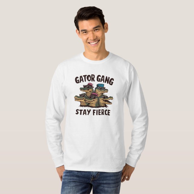T-Shirt à manches longues Black Bold Gator Gang (Devant entier)