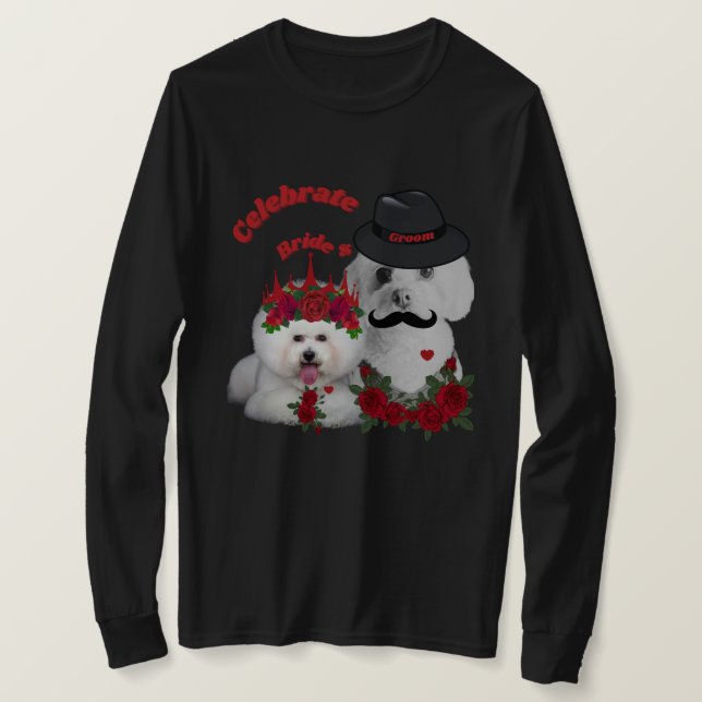 T-shirt à manches longues Celebrate Bride & Groom (Design devant)