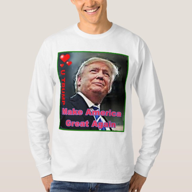T-Shirt à manches longues de base de Trump Slogan (Devant)