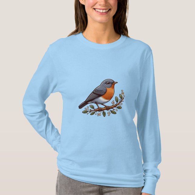 T-shirt à manches longues de base pour un oiseau-r (Devant)