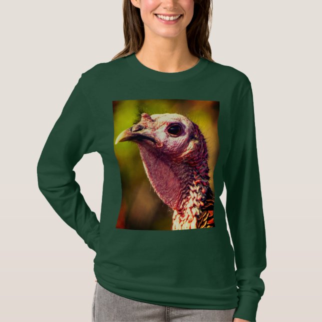 T-shirt à manches longues Dinde de près et personn (Devant)