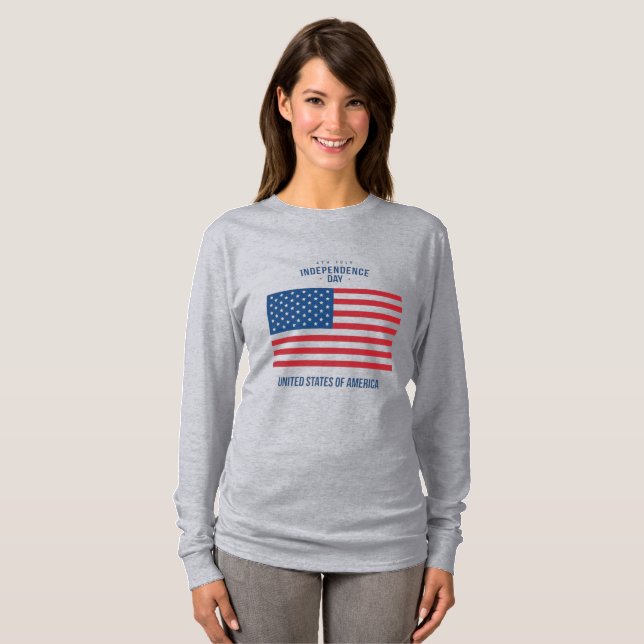 T-shirt à manches longues "God Bless The USA" pour (Devant entier)