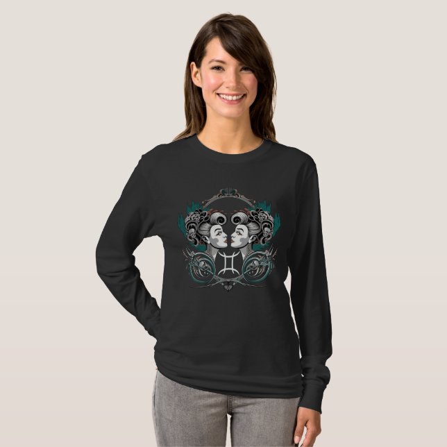 T-Shirt à manches longues gothique Gémeaux victori (Devant entier)