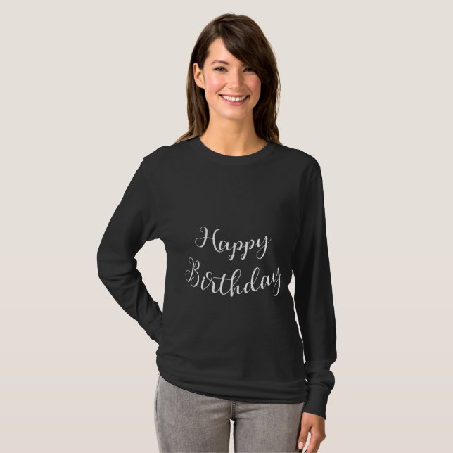 T-shirt à manches longues Joyeux Anniversaire écri (Devant entier)