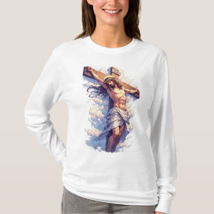 T-shirt à manches longues pour femmes avec Jésus c