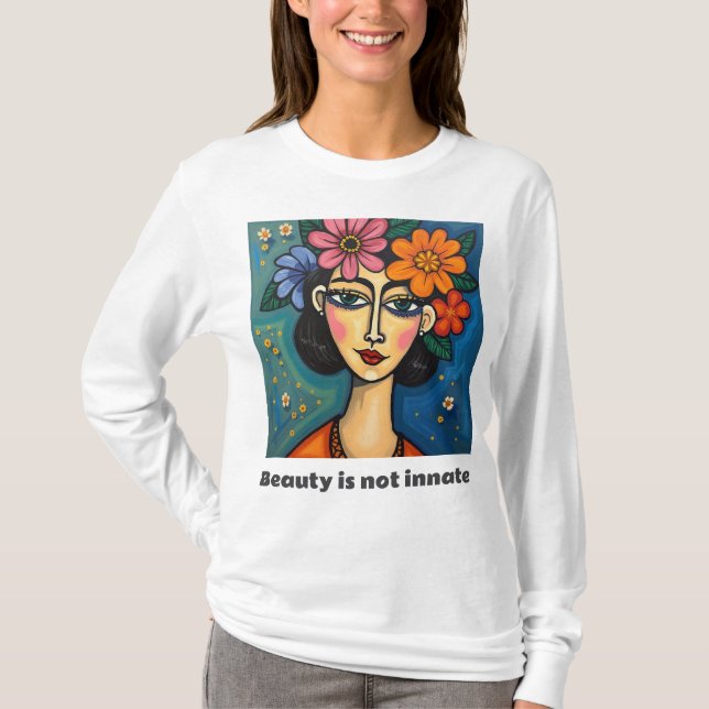 T-shirt à manches longues pour femmes avec message (Devant)
