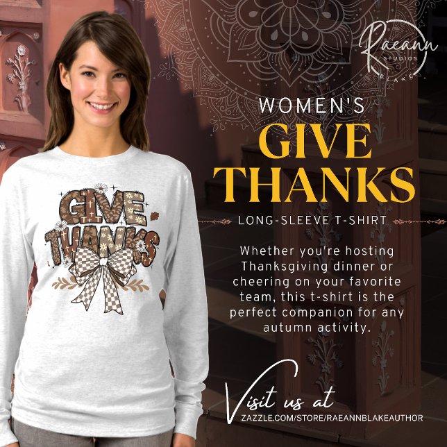 T-shirt à manches longues pour femmes "Give Thanks (Créateur téléchargé)