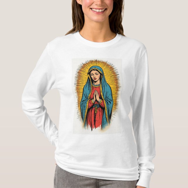T-shirt à manches longues pour femmes Vierge Marie (Devant)
