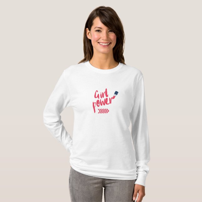 T-shirt à manches longues pour fille rose gras (Devant entier)