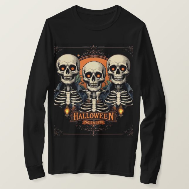 T-shirt à manches longues pour le crâne d'Hallowee (Design devant)
