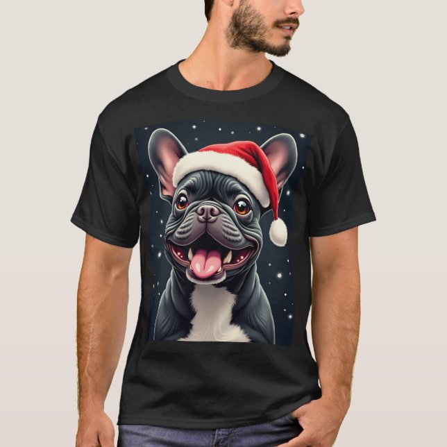 T-Shirt à manches longues pour Noël Bouledogue Fra (Devant)