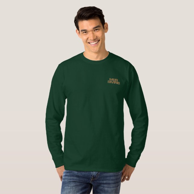 T-shirt à manches longues vert foncé avec poche po (Devant entier)
