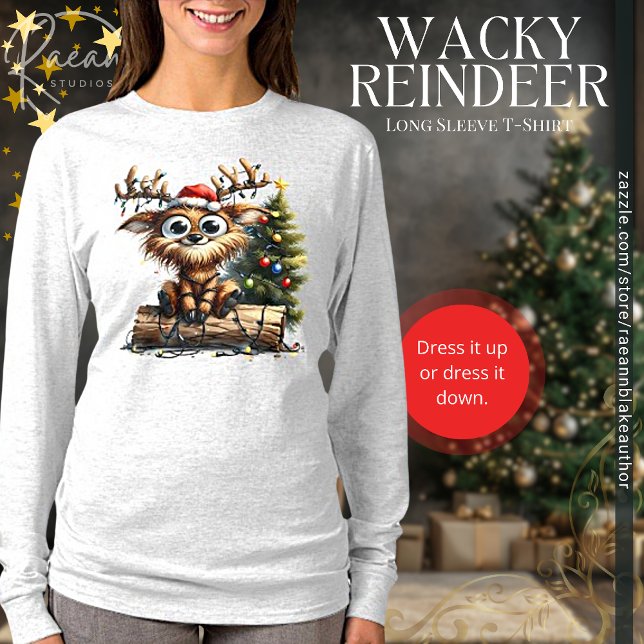 T-Shirt à manches longues Wacky Reindeer (Créateur téléchargé)