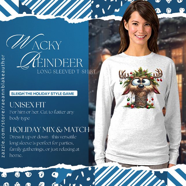 T-Shirt à manches longues Wacky Reindeer (Créateur téléchargé)