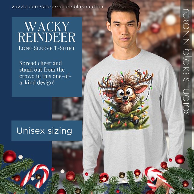 T-Shirt à manches longues Wacky Reindeer (Créateur téléchargé)
