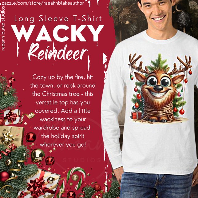 T-Shirt à manches longues Wacky Reindeer (Créateur téléchargé)