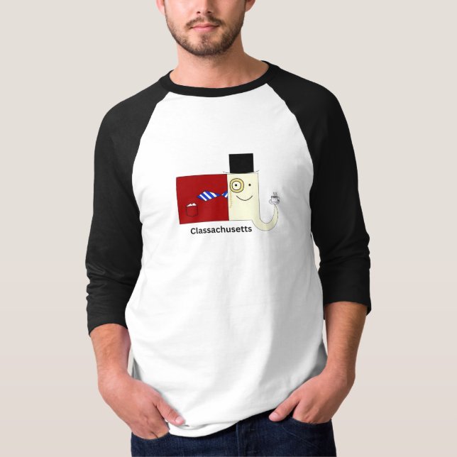 T-shirt à manches raglan pour hommes du Massachuse (Devant)