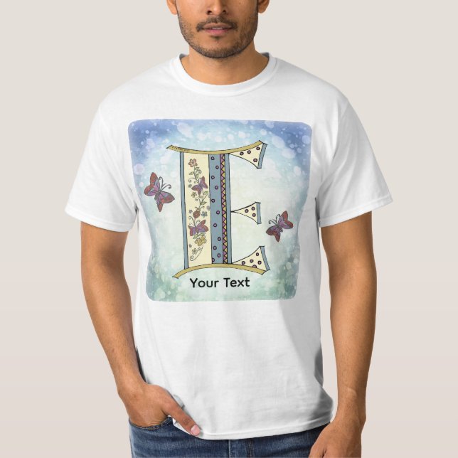 T-shirt à monogramme floral E (Devant)
