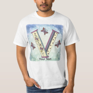 T-shirt à monogramme floral en V