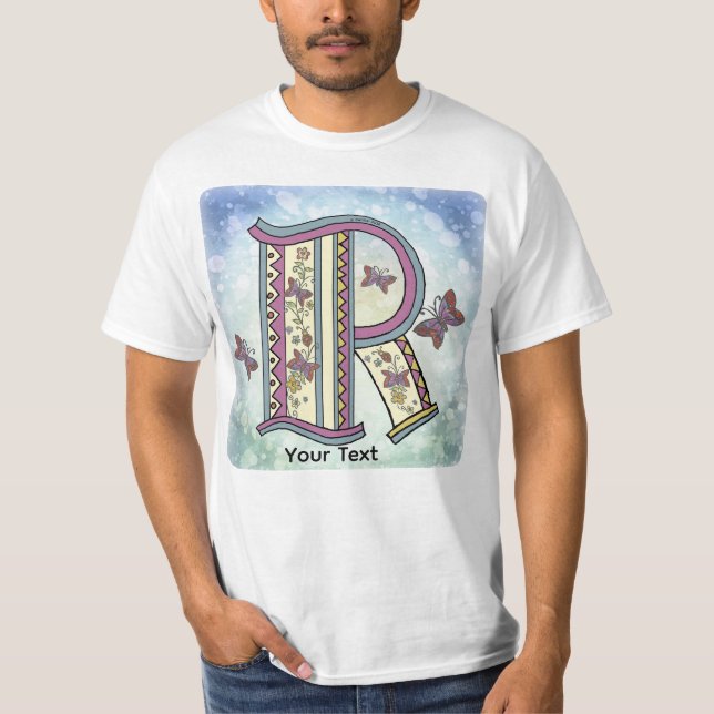 T-shirt à monogramme floral R (Devant)