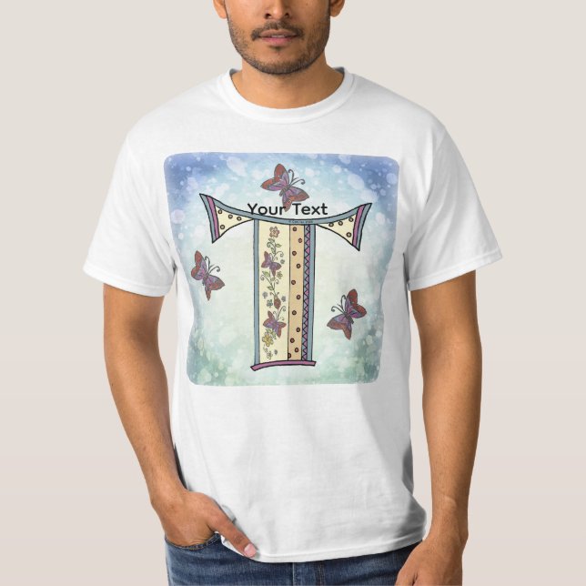 T-shirt à monogramme floral T (Devant)