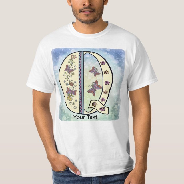 T-shirt à monogramme Q floral (Devant)