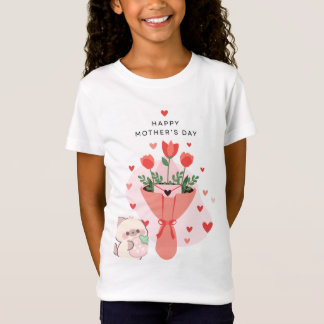T-shirt à motif chat et fleurs