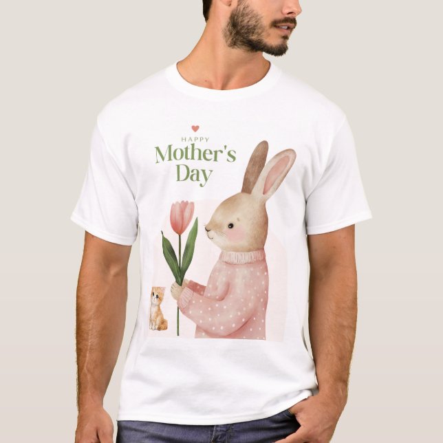 T-shirt à motif chat et lapin (Devant)