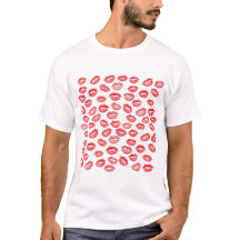 T-shirt à motif de baiser au rouge à lèvres rouge,