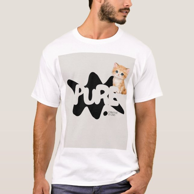 T-shirt à motif de chat mignon (Devant)