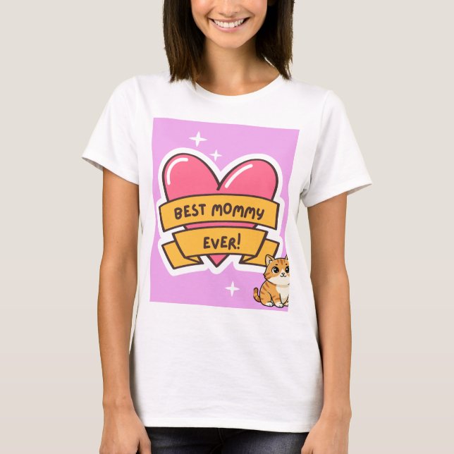 T-shirt à motif de chat mignon (Devant)