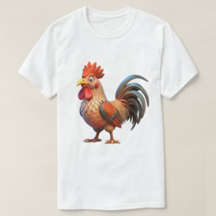 T-Shirt à motif de coq de dessin animé, Tee graphi