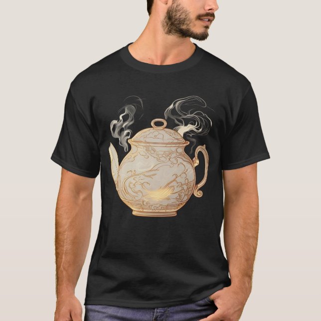 T-shirt à motif élégant de théière (Devant)
