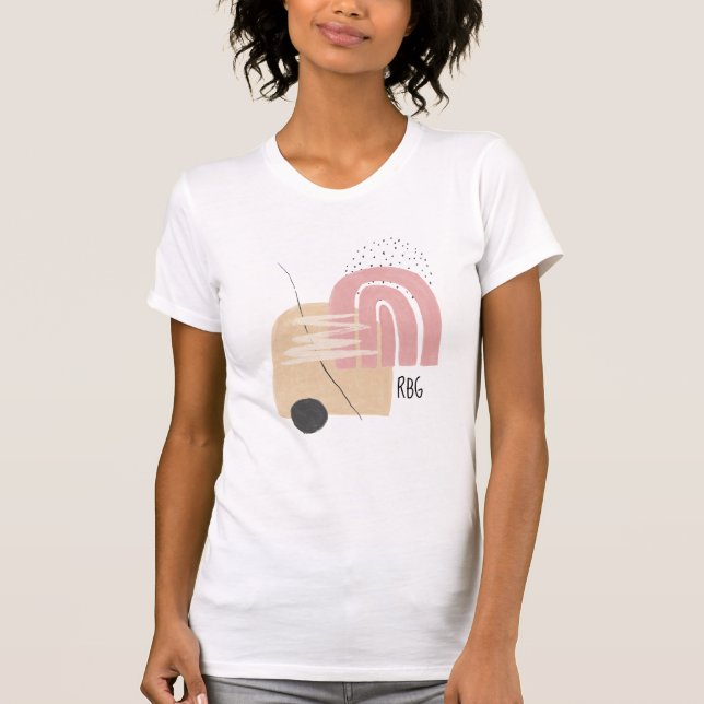 T-Shirt à motif géométrique rose et monogramme (Devant)