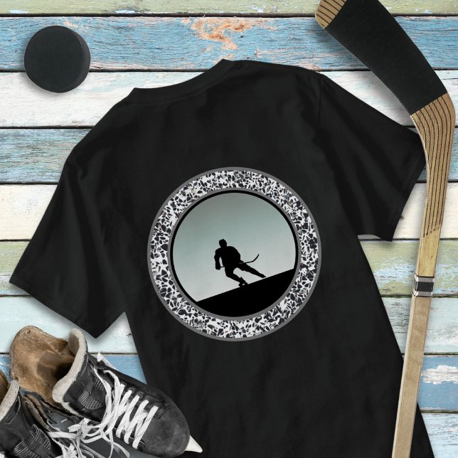 T-Shirt à motif rond noir et blanc Ice Hockey Pebb (Créateur téléchargé)