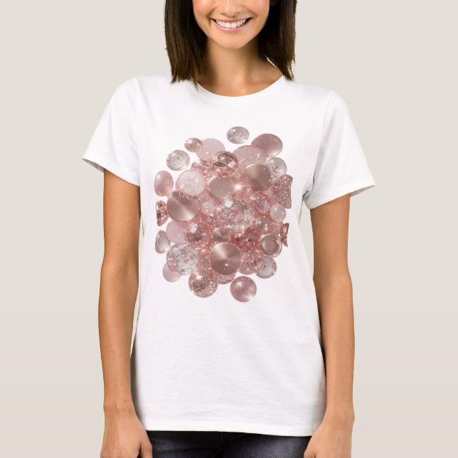 T-shirt à paillettes OR ROSE argenté brillant (Devant)