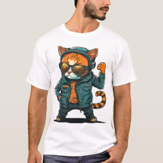 T-Shirt à personnage de chat vectoriel