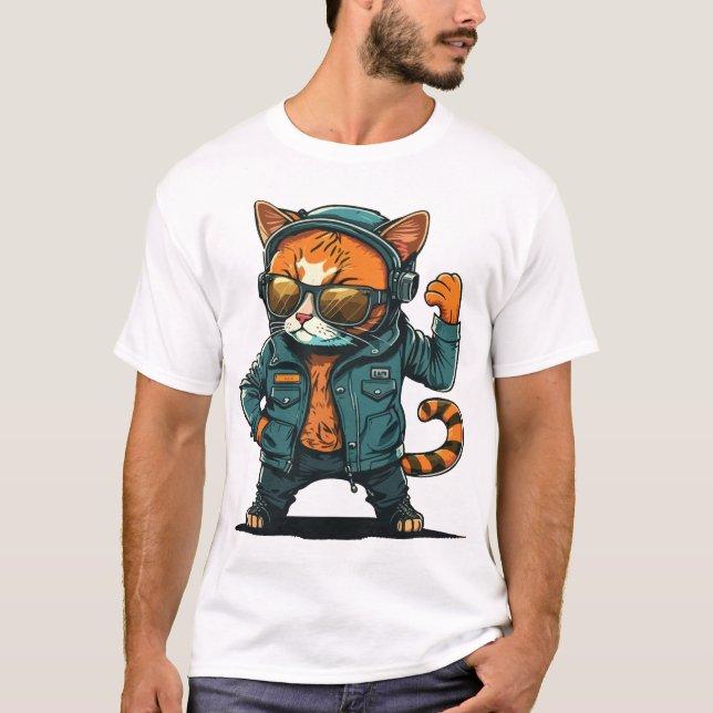 T-Shirt à personnage de chat vectoriel  (Devant)