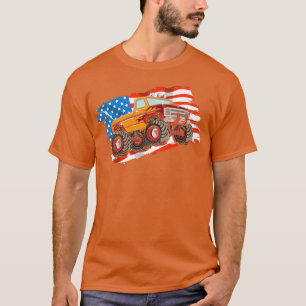 T-shirt A pickup Truck Monster Bigfoot with american flag