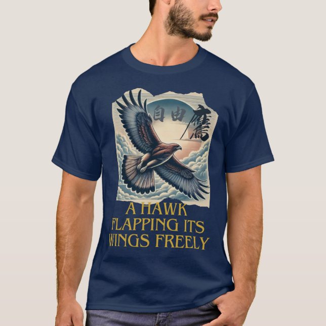 T-shirt A powerful flying hawk symbolizing freedom,  (Devant)